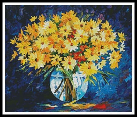 Yellow on Blue by Artecy printed cross stitch chart
